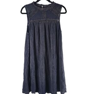 Sinuous Mini Dress M Womens Blue Sleeveless Crew Neck Above Knee Lace Classic